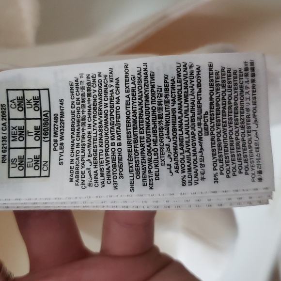 Guess wool blend long line midi length coat white off white women's size medium - Picture 16 of 16